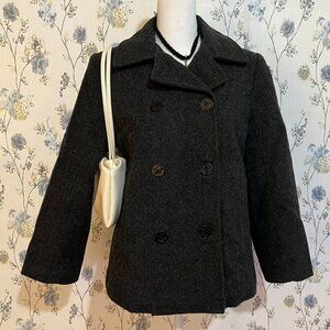Vintage 90s Gray Wool Double Breasted Peacoat